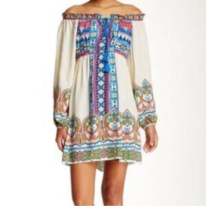 -Anthropologie’s Flying Tomato BOHO Mini Ivory Paisley Dress Small 🎉Host Pick🎉
